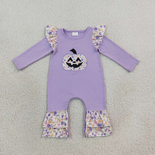 Toddle baby girl Halloween embroidery pumpkin romper