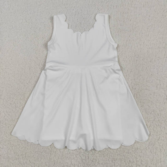 Baby girls white color active wear athletic summer yoga skirt dress