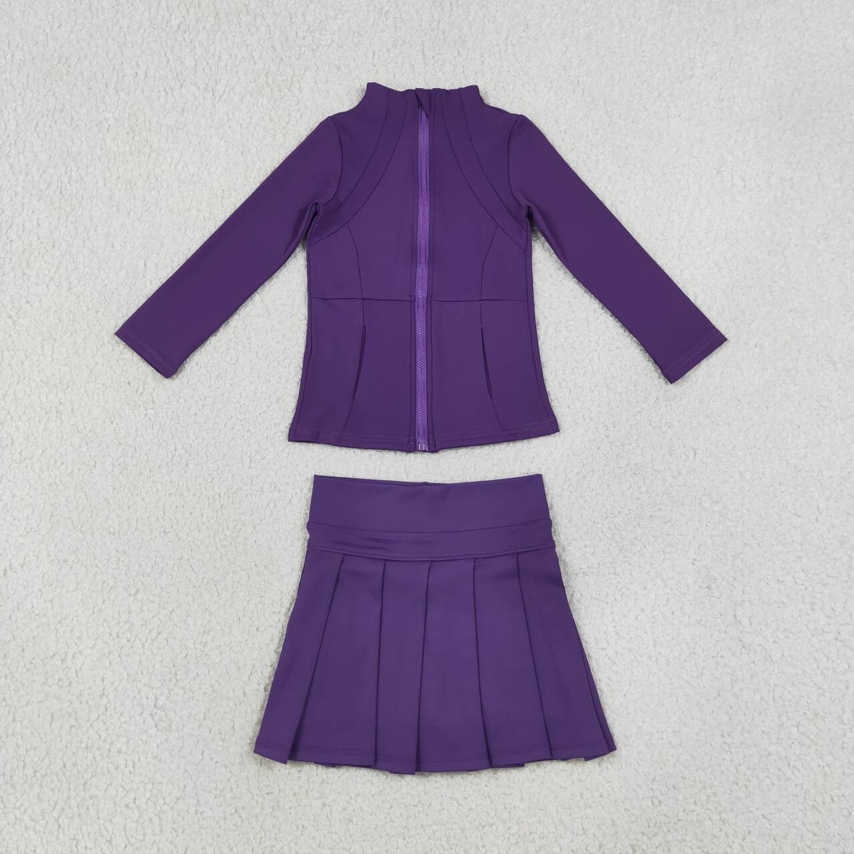 Purple yoga pullover top matching skorts girls outfit