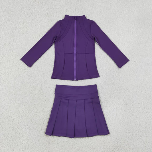 Purple yoga pullover top matching skorts girls outfit