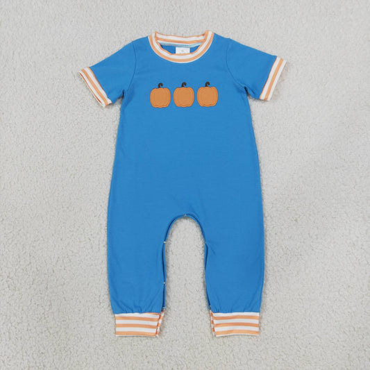 Toddle baby boy fall embroidery pumpkins design romper