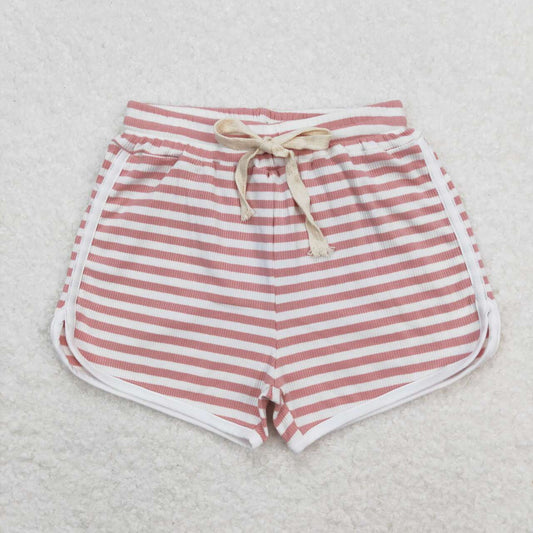 toddle girls pink stripes summer cotton shorts