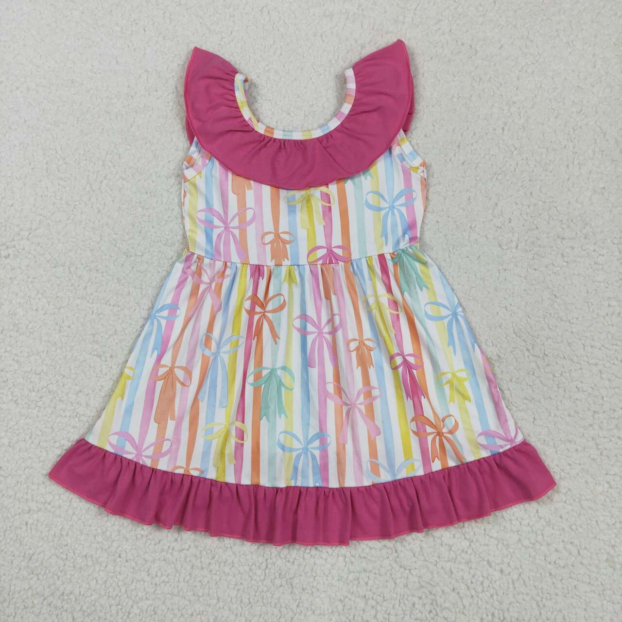 Toddle girls colorful bow design pocket dress