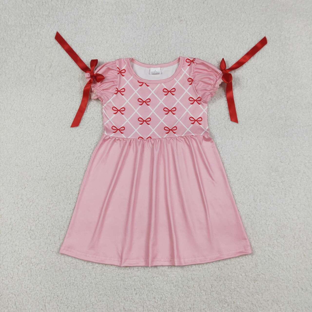 Valentines red bow design girls dress