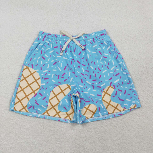 Adult man blue ice cream summer swim trunks