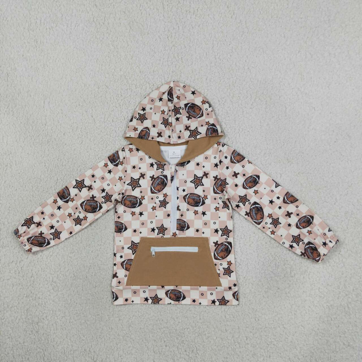 Football design boy long sleeve hoodie top