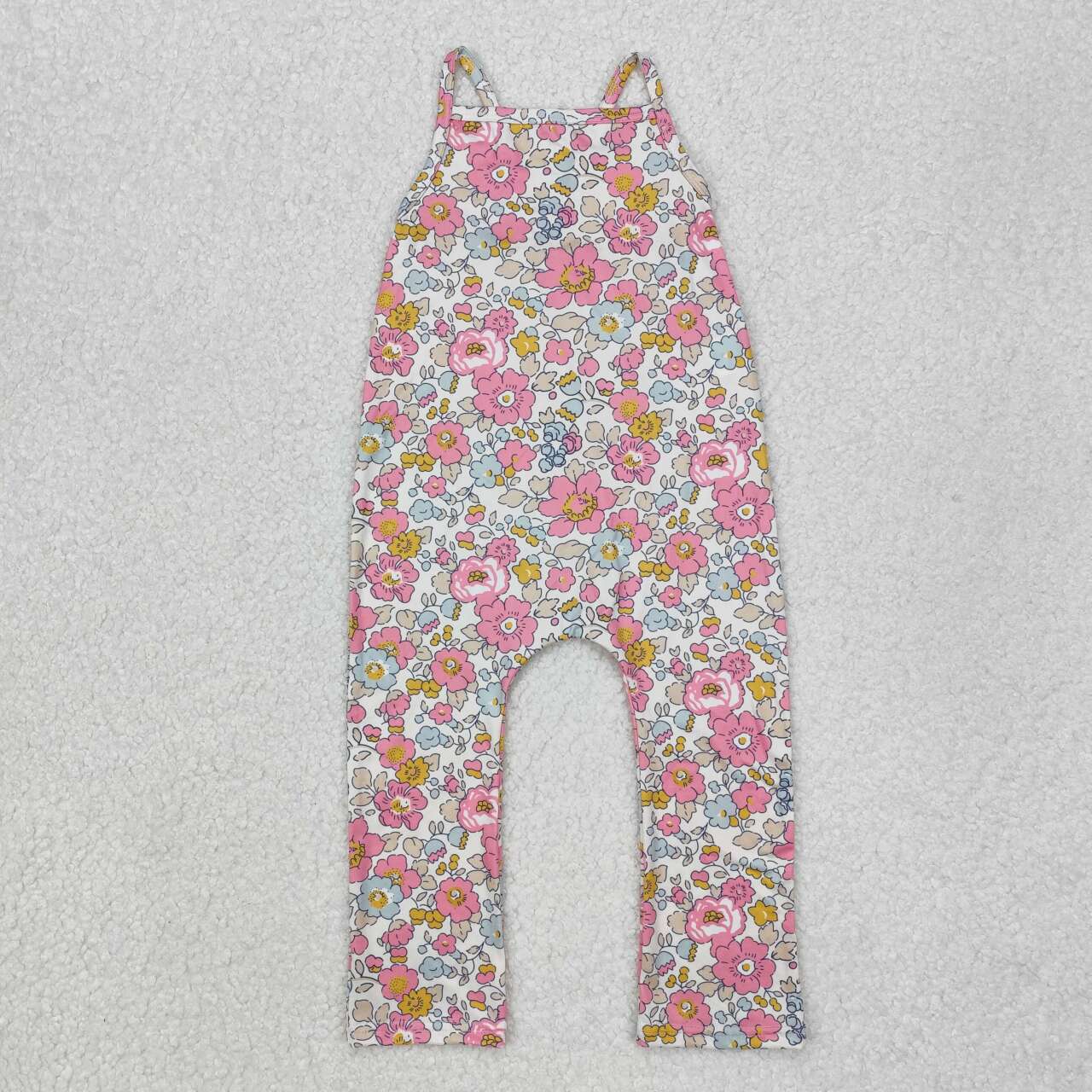 Toddle girls pink flower print jumpsuit romper