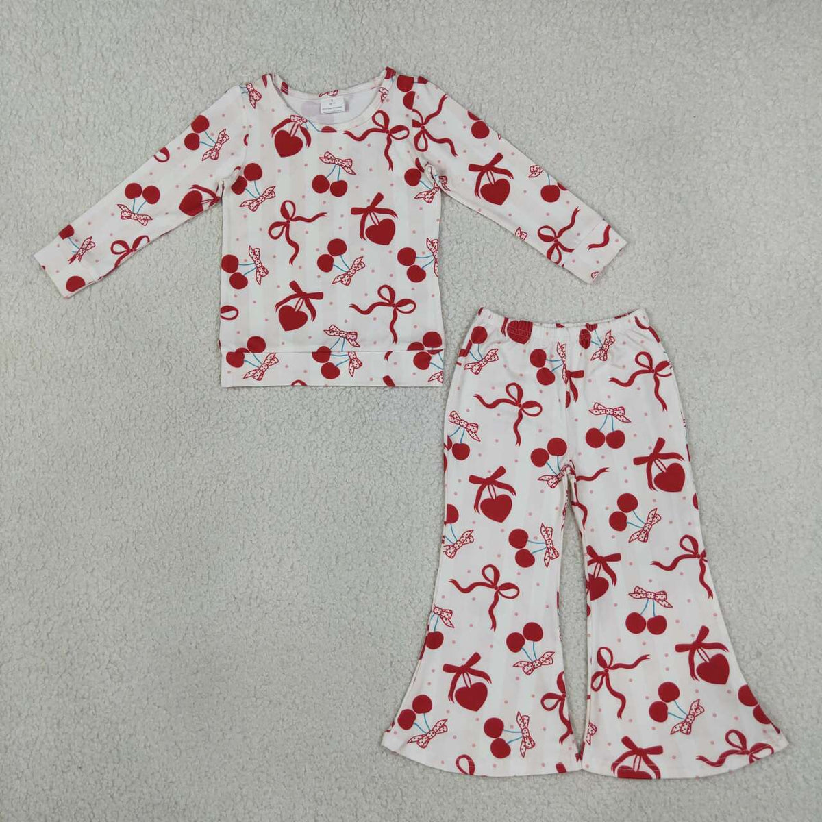 Long sleeve valentines heart top matching pants girl wholesale factory price outfit