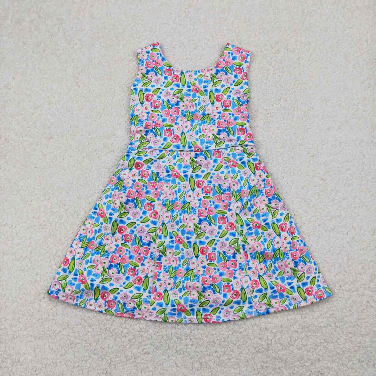 Toddle baby girls blue floral active wear athletic summer dress
