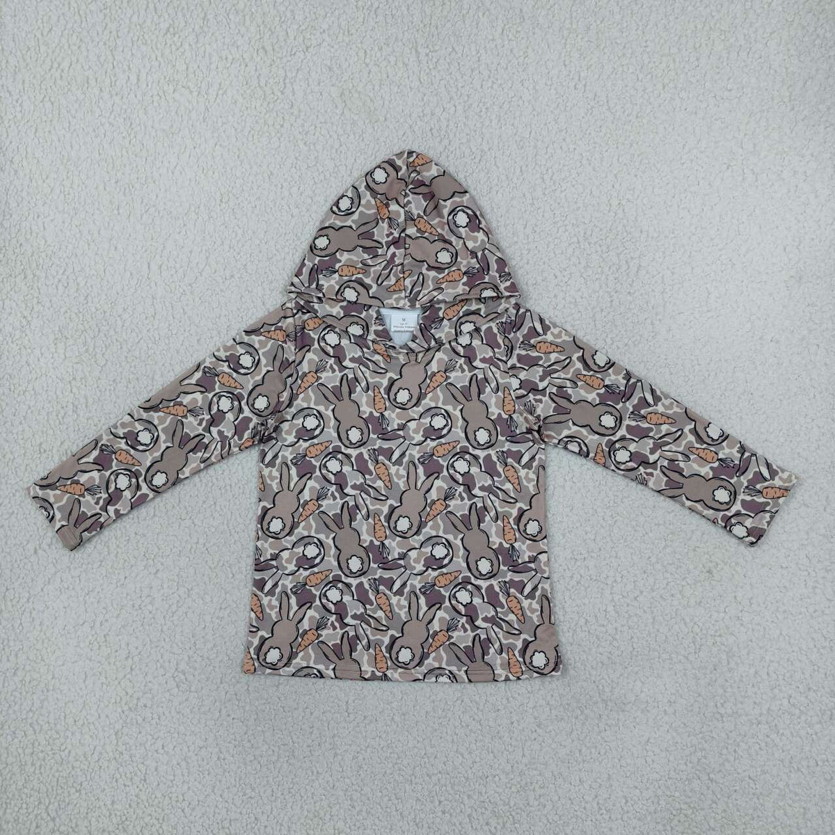 Easter bunny camo print boys long sleeve hoodie top