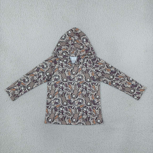 Easter bunny camo print boys long sleeve hoodie top