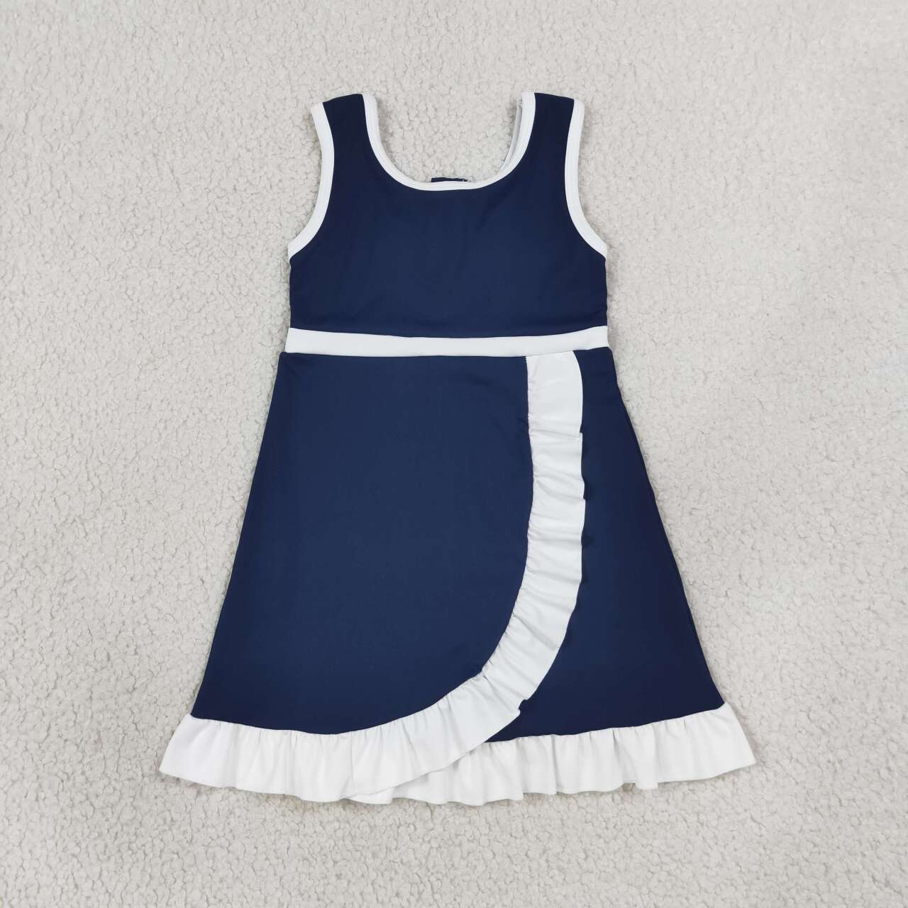Navy white color girls summer yoga dress