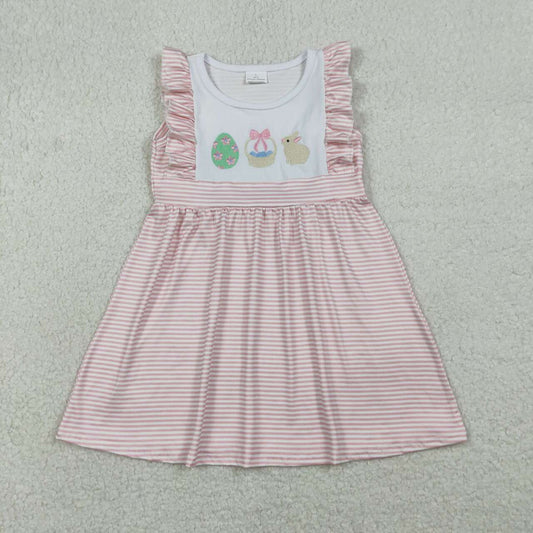 Easter bunny eggs embroidery design girls dress