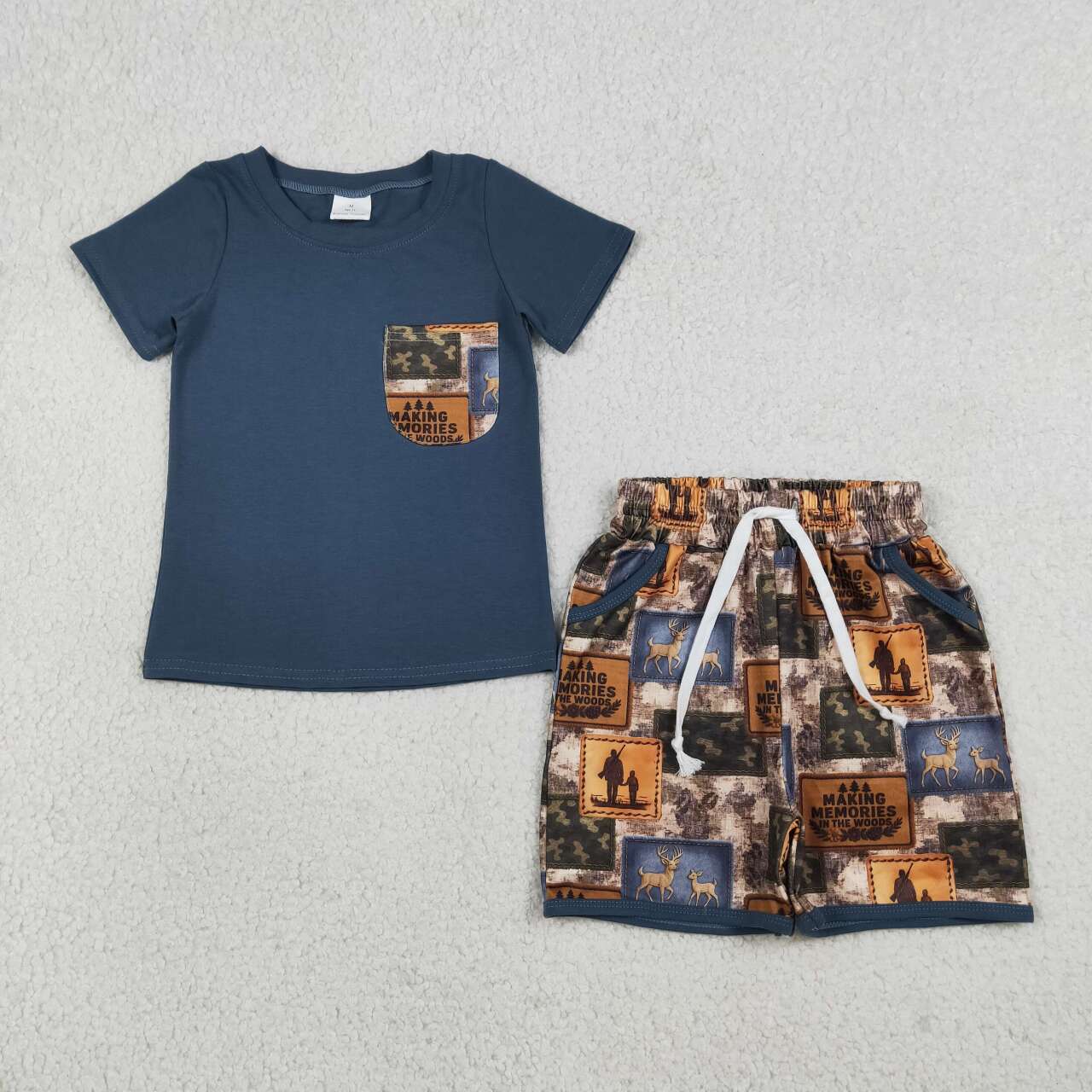 Western cowboy top matching shorts boy summer outfit