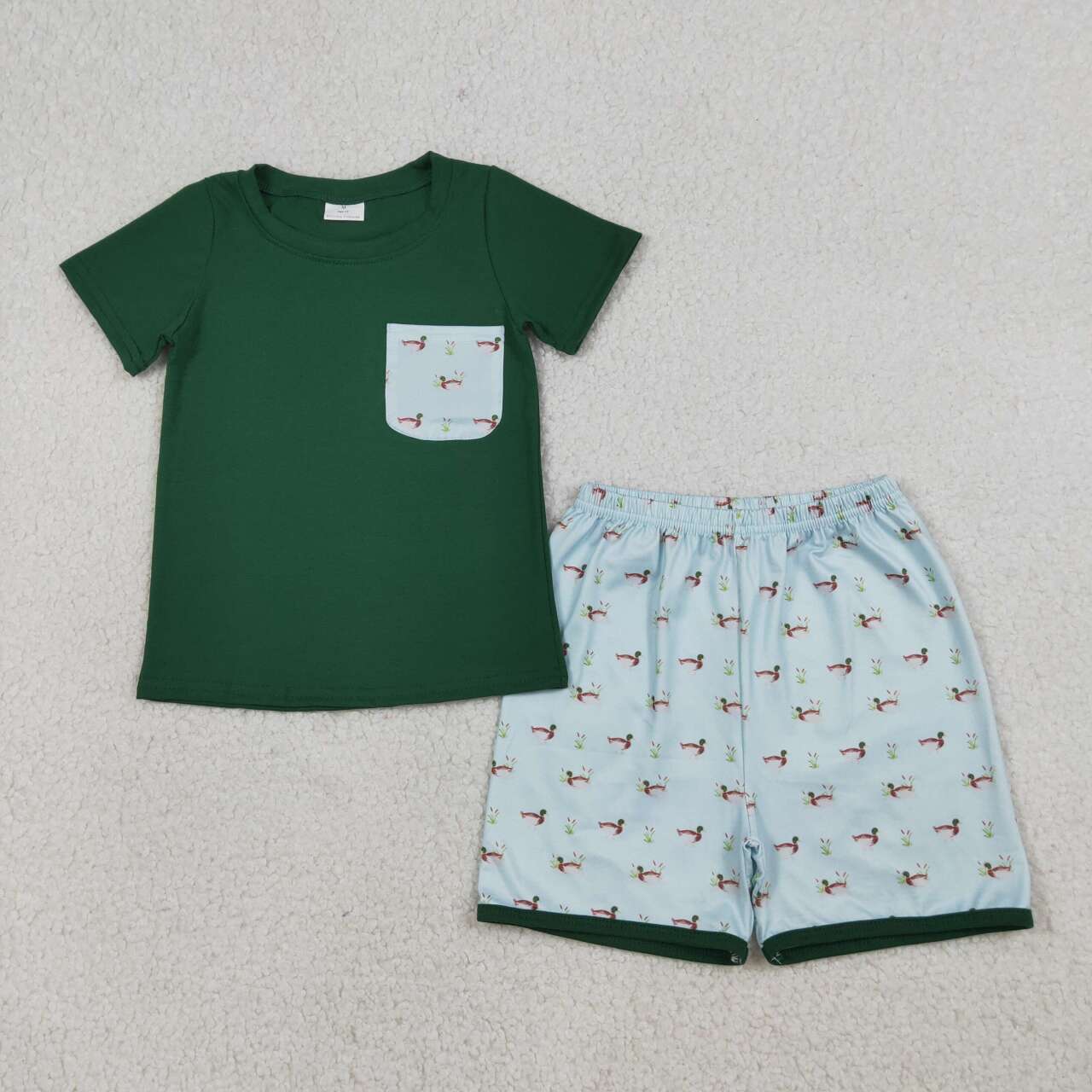 Duck pocket top matching shorts boy outfit