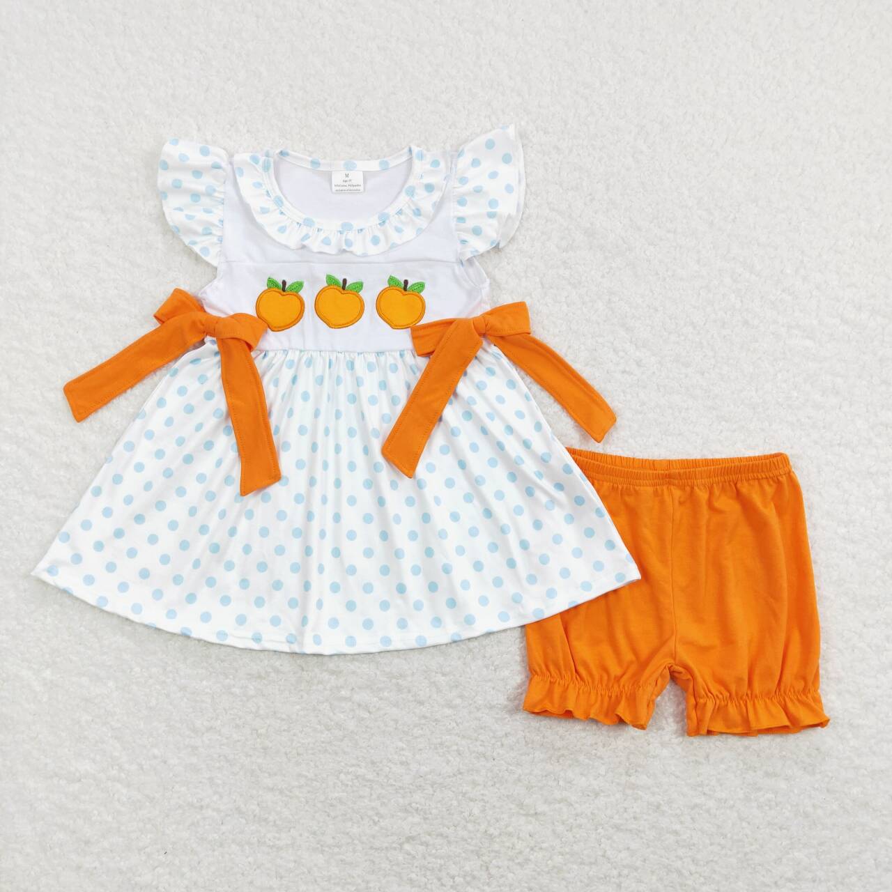 embroidery peach baby girls boutique clothing set