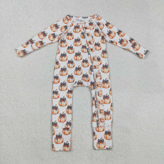 Fall pumpkin toddle baby long sleeve romper