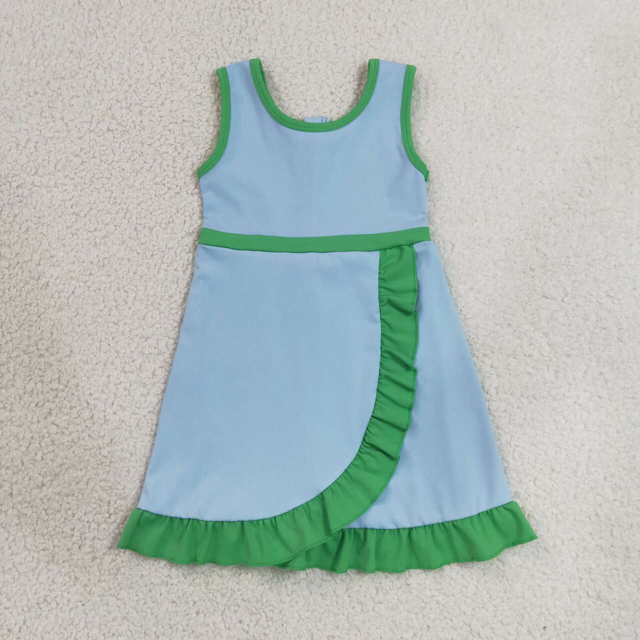 Blue green color girls summer yoga dress