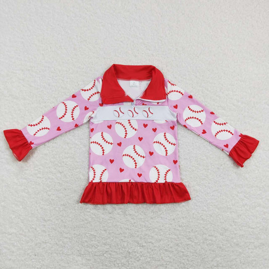 baby girls embroidery  baseball sports pullover