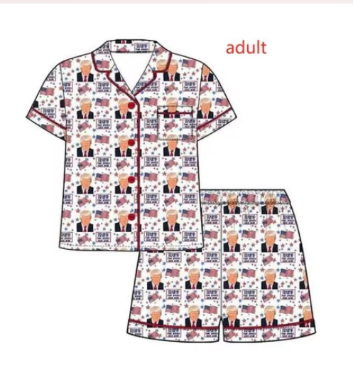 Adult women short sleeve buttom down bamboo pajama set