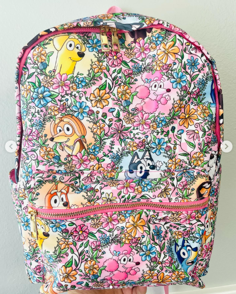 blue cartoon dog floral backpack preorder