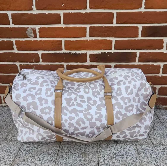 grey cheetah duffle bag preorder