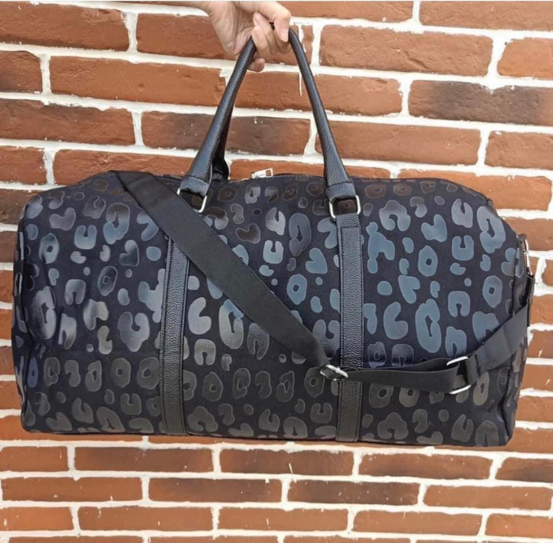 black cheetah duffle bag preorder