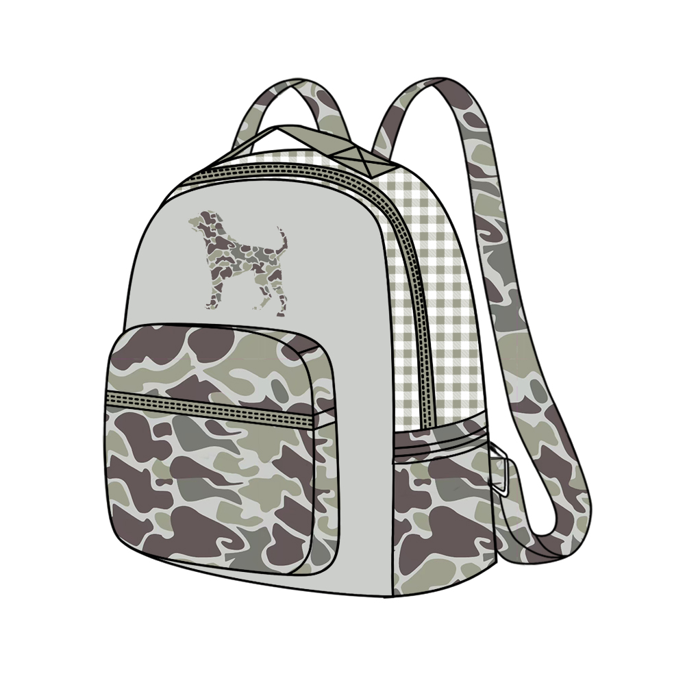 baby baby grey camo dog print mini backpack preorder