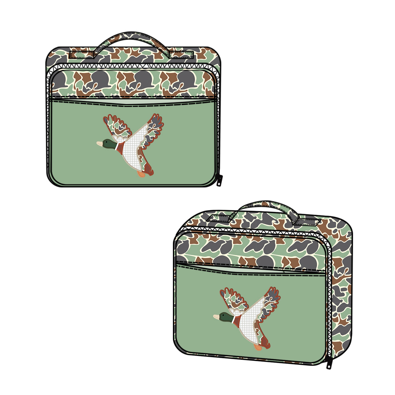 toddle baby mallard duck green camo lunch bag preorder