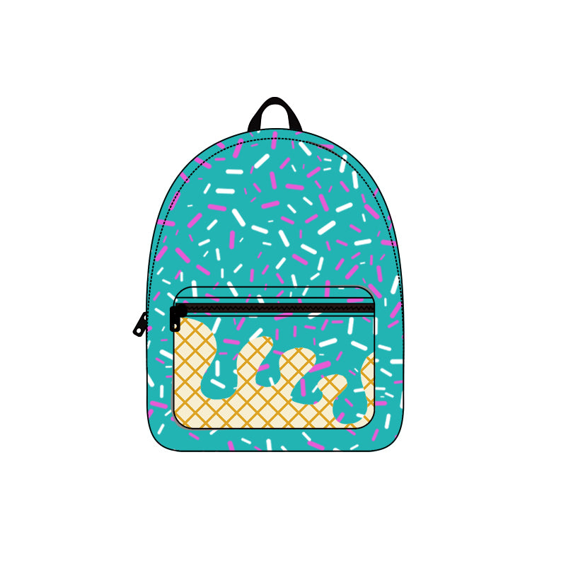 Turquoise ice cream sprinkle design kids baby backpack preorder