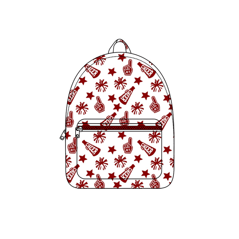 Wine red cheer design kids baby backpack preorder