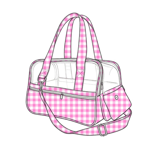 Pink plaid design kids baby backpack preorder