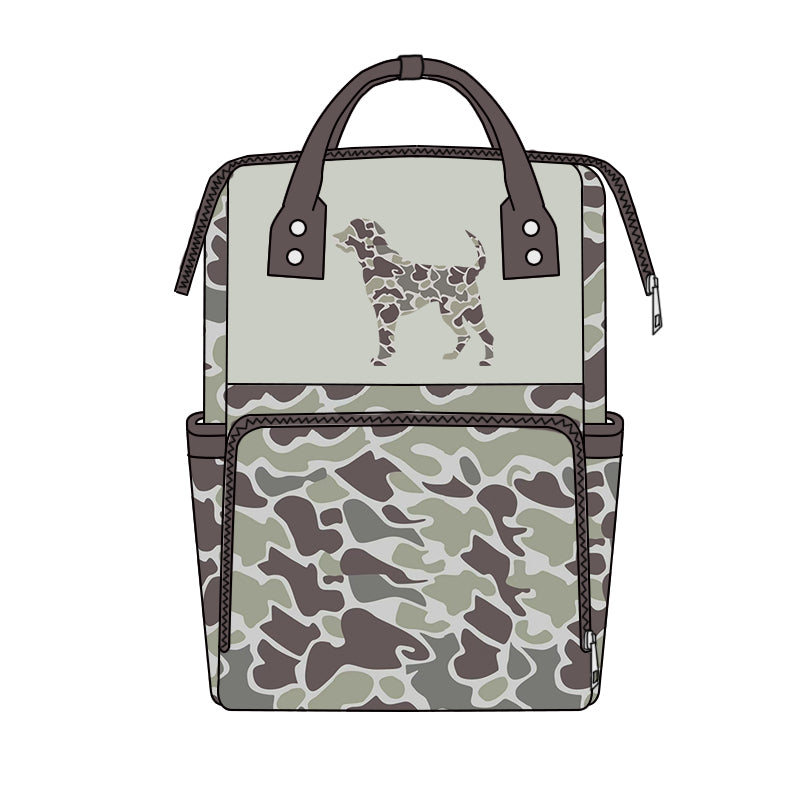 Camo dog design kids baby backpack preorder