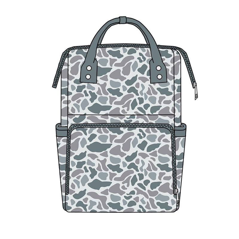 Grey camo design kids baby backpack preorder