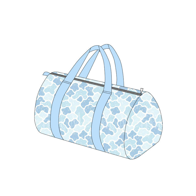 Blue camo design duffle bag preorder