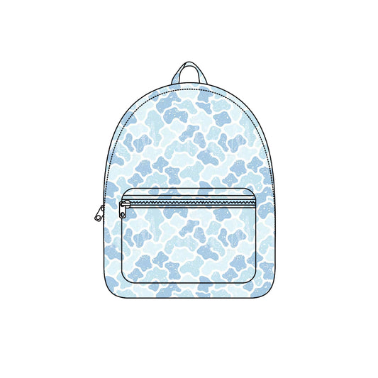 Blue camo print wholesale mini backpack preorder