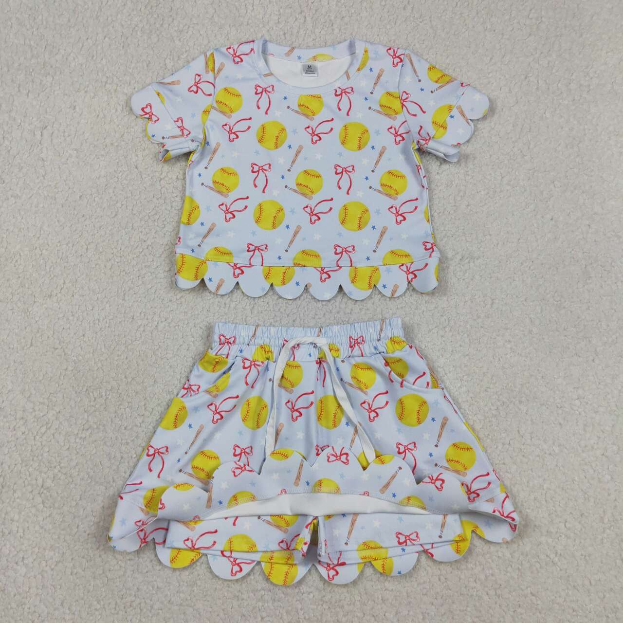 Softball top matching skirt toddle baby girls yoga outfit