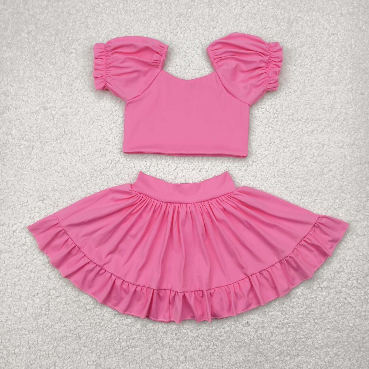 Baby girls pink active wear athletic summer yoga skirt outfit