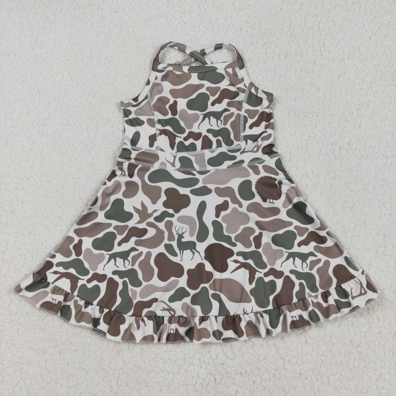 Baby girls deer duck turkey camo design active wear athletic summer yoga skirt dress