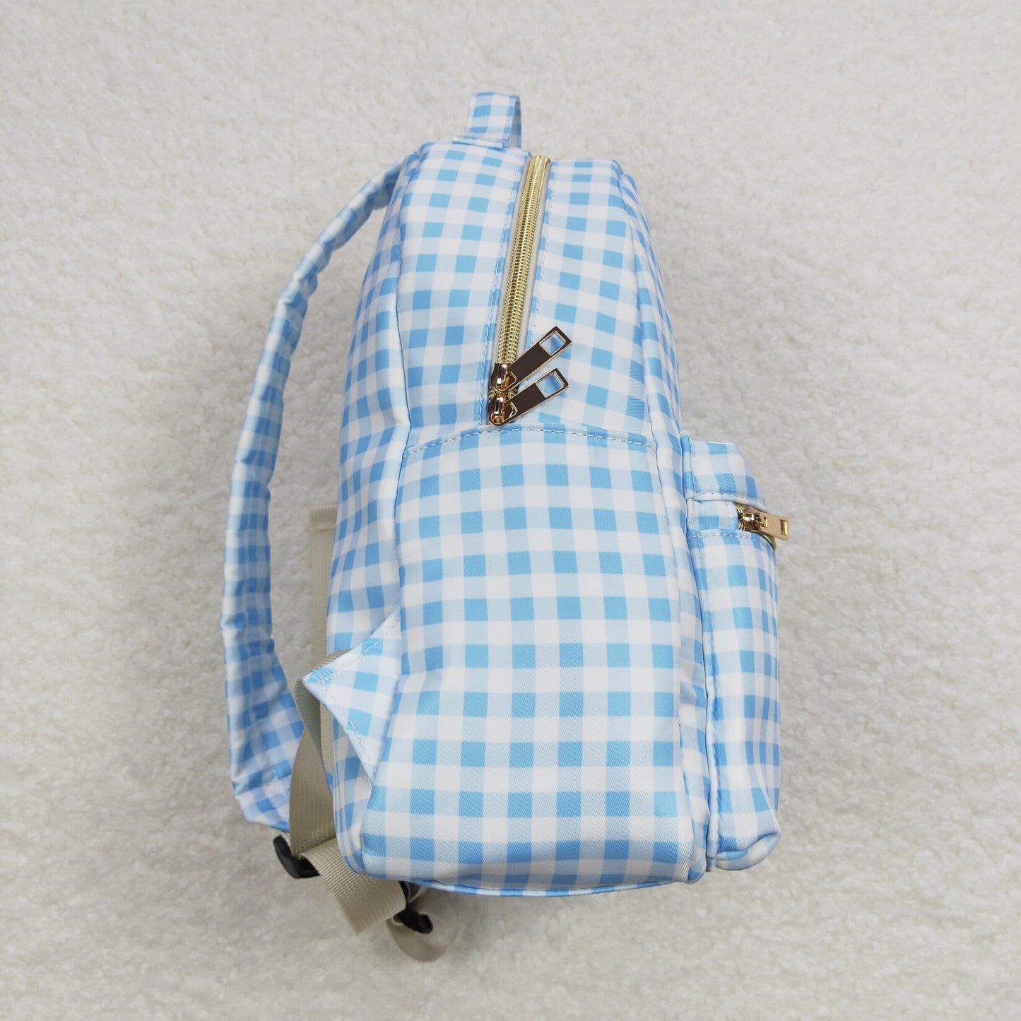 wholesale girls blue gingham backpack matching lunch box