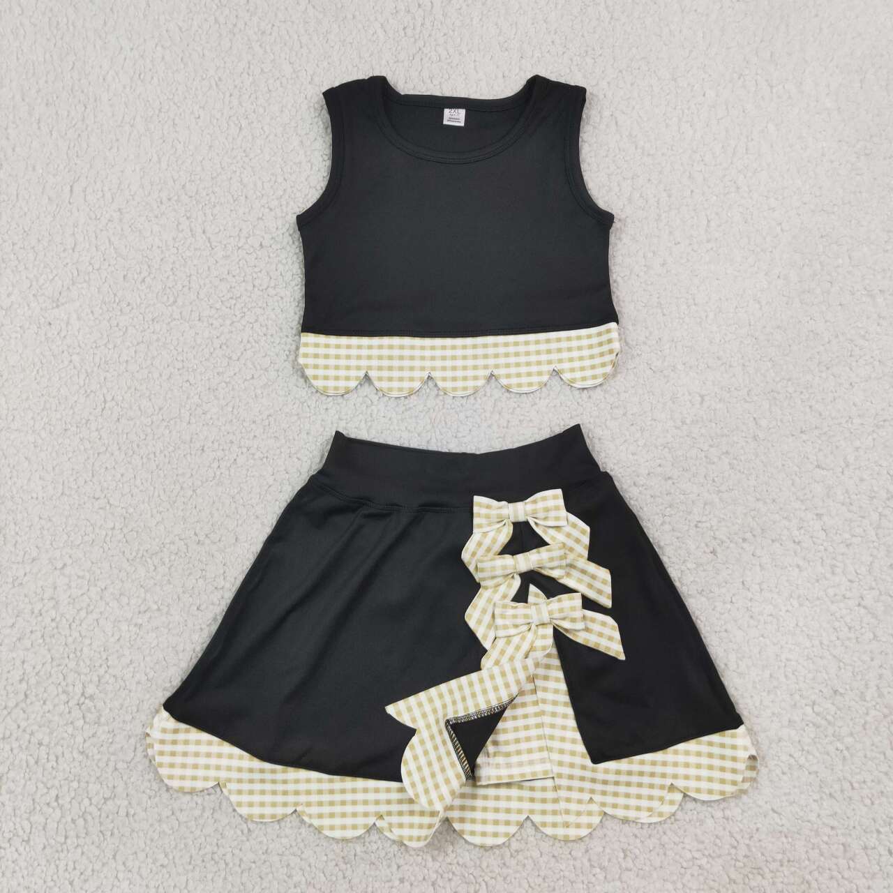Black top matching skorts girls summer yoga outfit