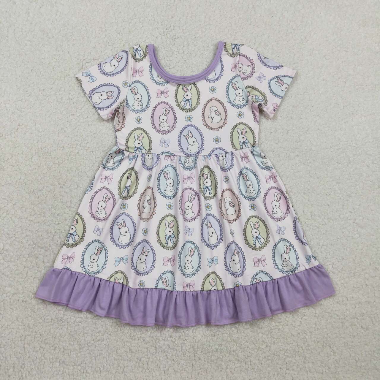 Easter bunny print girls holiday dress