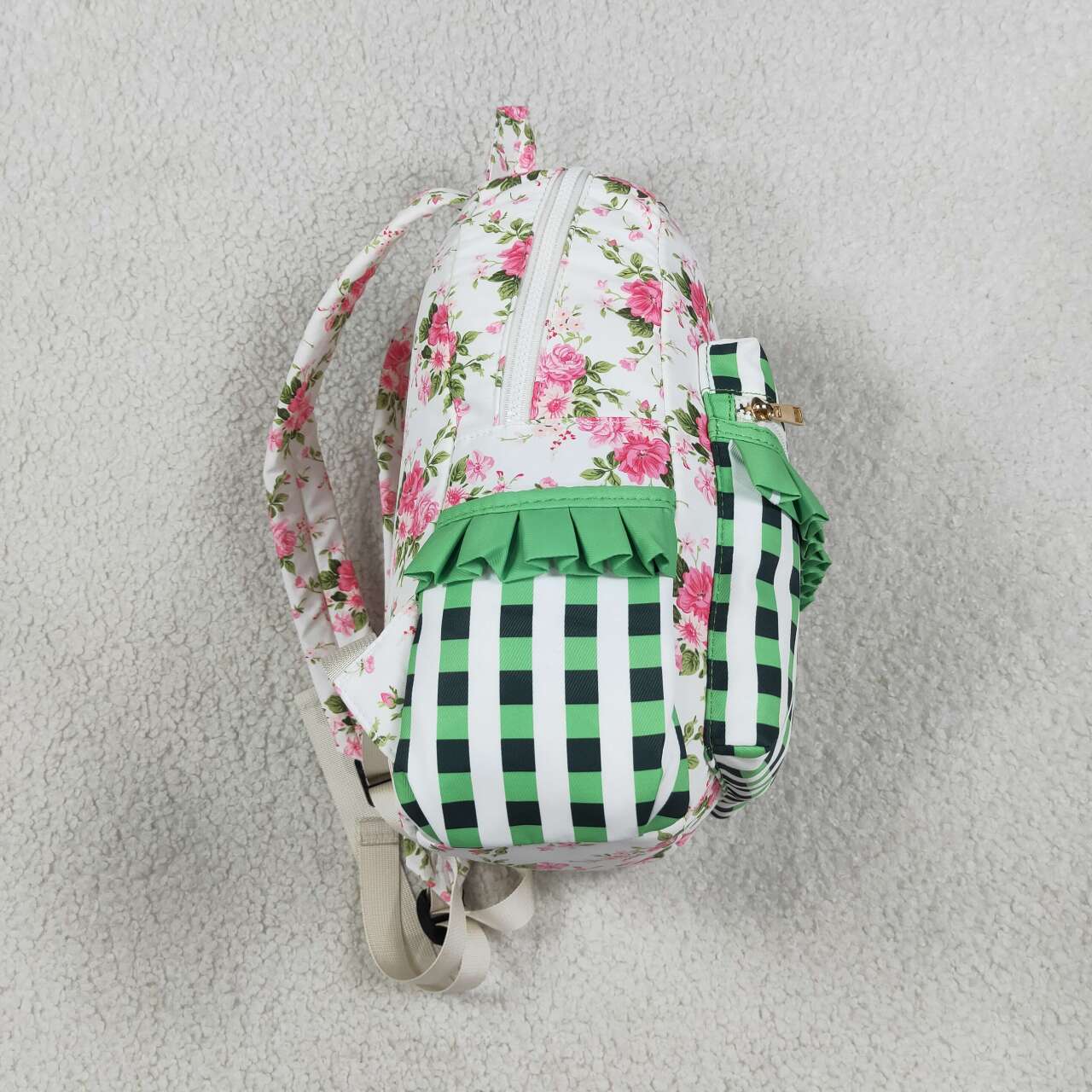 toddle baby girls floral green checkered mini backpack