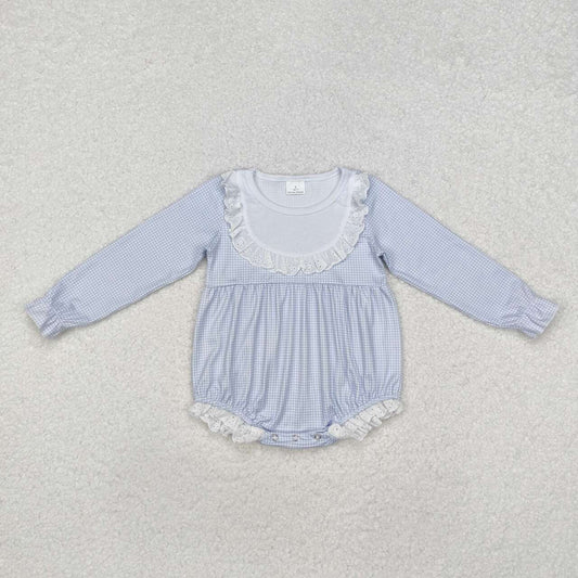 infant baby girls blue gingham romper