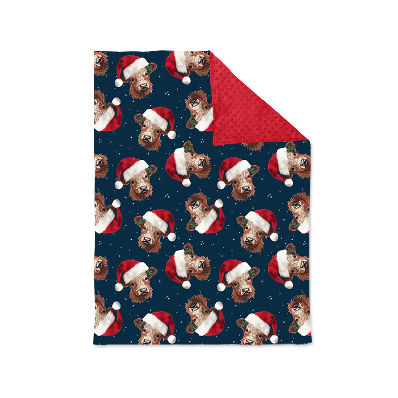 Christmas highland cow fleece  blanket preorder