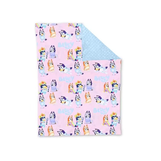 infant baby girls blue cartoon dog pink blanket preorder