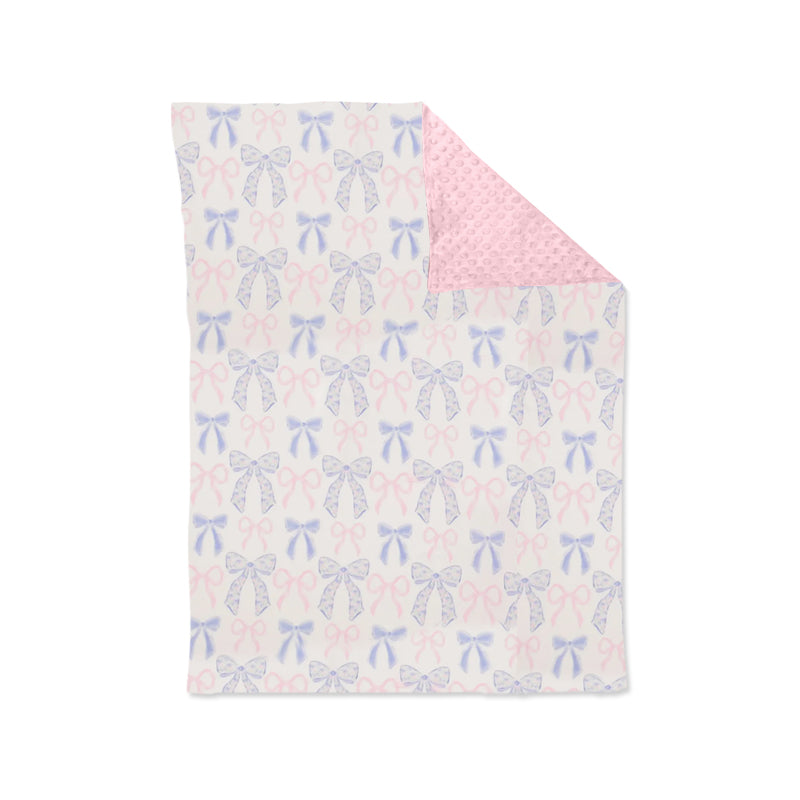 Pink purple bow kids baby soft blanket preorder