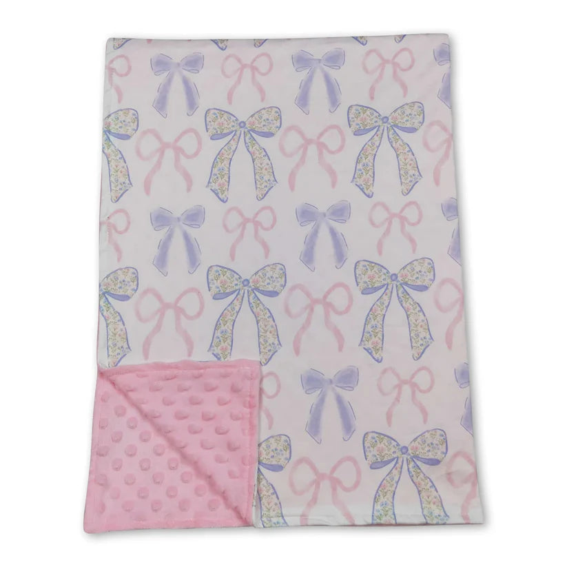 toddle kids blue bow soft blanket