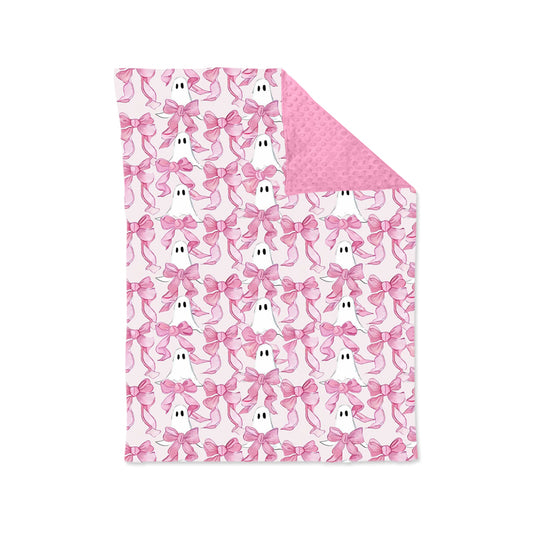 Halloween ghost pink bow soft blanket preorder