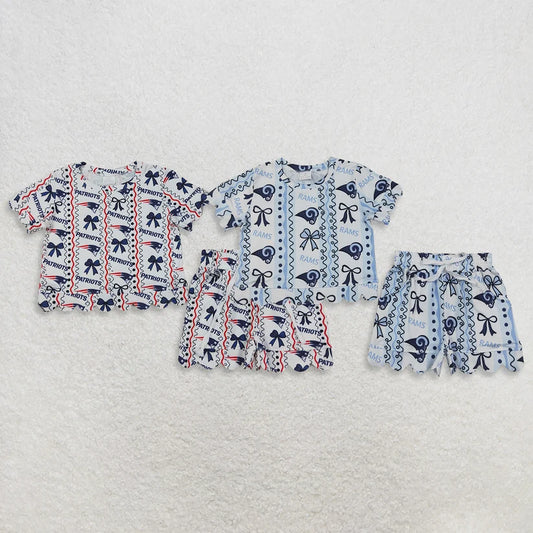 Ram print short sleeve top matching shorts girls summer outfit